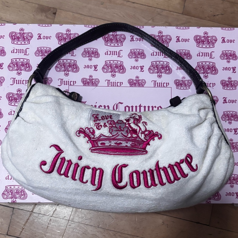 Juicy Couture White and Pink Shoulder Bag